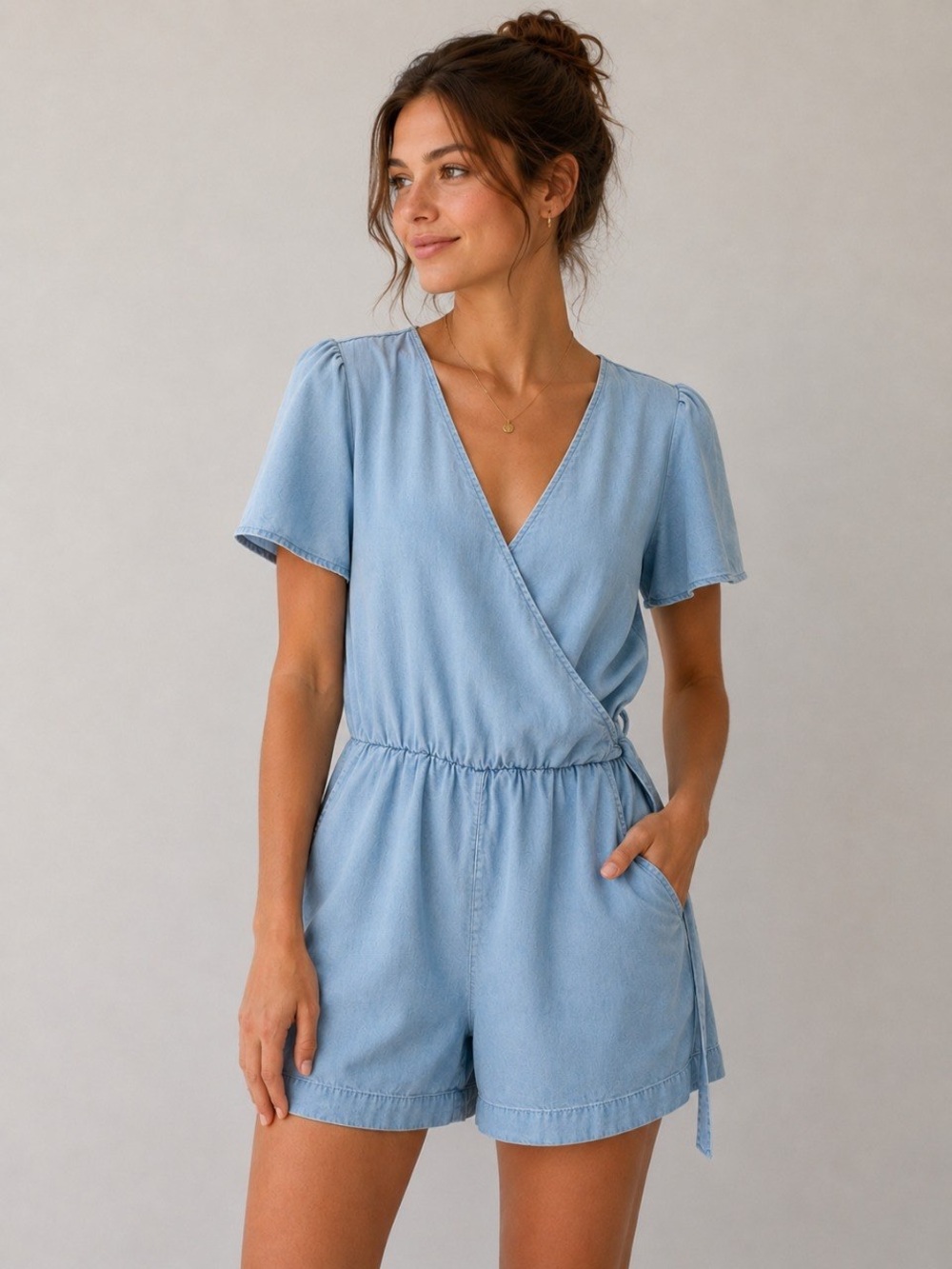 POPSUGAR Light Blue Lyocell jumpsuit